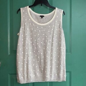 Talbots  Cotton/ Cashmere Gray Polka Dot  Sleeveless Sweater Sz 1X